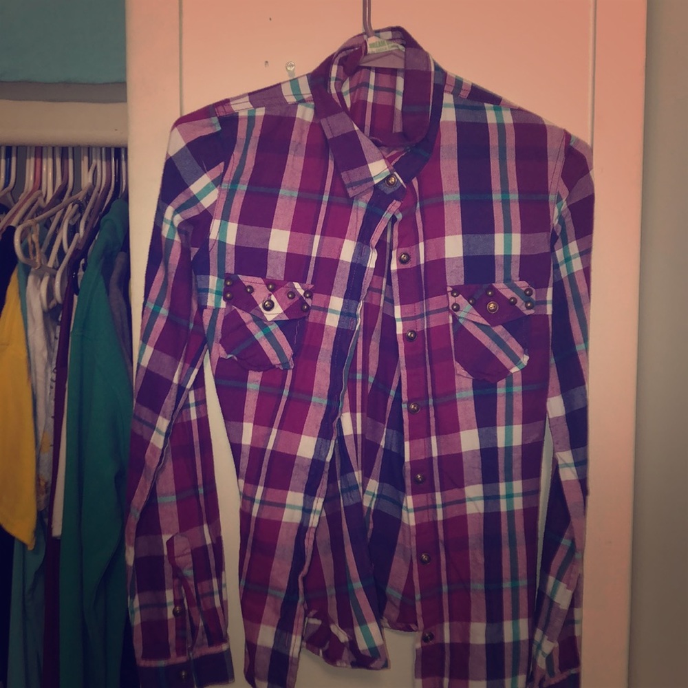 Button up long sleeve with gold buttons